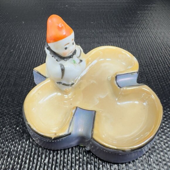 VINTAGE JAPAN CLOWN PIXIE LUSTERWARE ASHTRAY PLAYING CARD CLUB TRINKET DISH - Picture 12 of 13